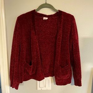 Full-tilt soft polyester burgundy cardigan